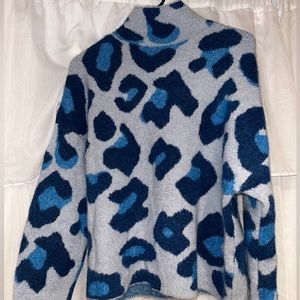 Zara blue cheetah / animal print sweater